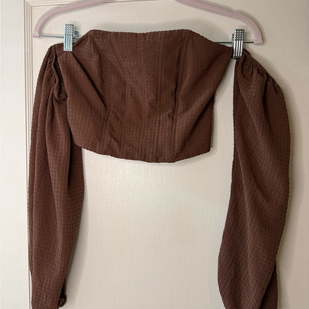 Wild Fable Brown off the shoulder crop top